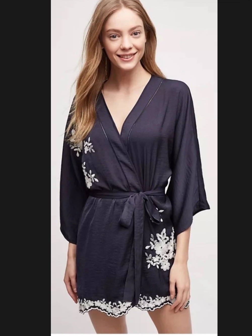E By Eloise Rose Embroidered Kimono Robe Duster